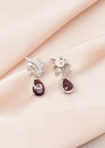 Purple Drop Earrings (Silver) EAR000764 - Image 3