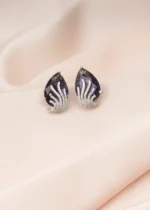Purple Pear Stud Earrings (Silver) EAR000769