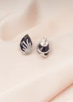 Purple Pear Stud Earrings (Silver) EAR000769 - Image 2