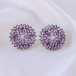 Purple Petal Diamond Earrings (Silver) EAR002185