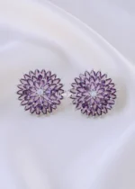 Purple Petal Diamond Earrings (Silver) EAR002185