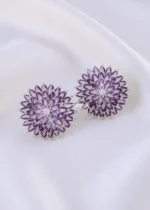 Purple Petal Diamond Earrings (Silver) EAR002185 - Image 2