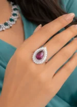 Purple Silver Plated Diamond Ring- RING02799 - Image 2