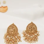 Radha Krishna Temple Earrings (Antique Gold) EAR000329