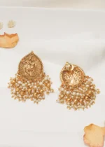 Radha Krishna Temple Earrings (Antique Gold) EAR000329 - Image 3