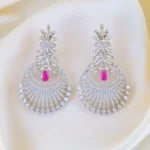 Radiant Bloom Earrings with Pink Stone Accent (Silver) EAR001587