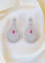 Radiant Bloom Earrings with Pink Stone Accent (Silver) EAR001587