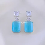 Radiant Gleam Aqua Earrings (Silver) EAR002146