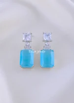 Radiant Gleam Aqua Earrings (Silver) EAR002146