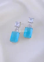 Radiant Gleam Aqua Earrings (Silver) EAR002146 - Image 2