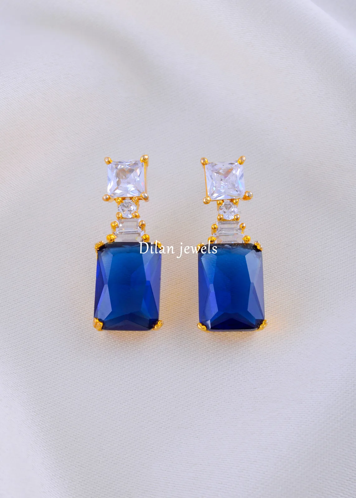 Radiant-Gleam-Blue-Earrings-Yellow-Gold-EAR002145a Radiant Gleam Blue Earrings (Yellow Gold) EAR002145 - Image 1