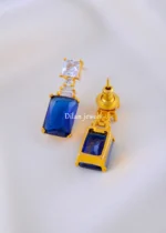 Radiant Gleam Blue Earrings (Yellow Gold) EAR002145 - Image 3