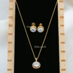 Radiant Halo Sparkle Necklace Set (Yellow Gold) NEC002582