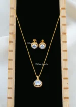 Radiant Halo Sparkle Necklace Set (Yellow Gold) NEC002582