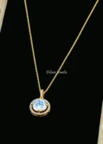 Radiant Halo Sparkle Necklace Set (Yellow Gold) NEC002582 - Image 2