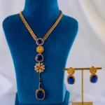 Radiant Harmony Blue Necklace Set (Antique Gold) NEC002022