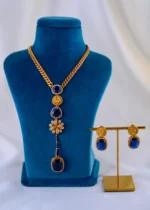 Radiant Harmony Blue Necklace Set (Antique Gold) NEC002022