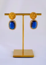 Radiant Harmony Blue Necklace Set (Antique Gold) NEC002022 - Image 3