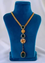 Radiant Harmony Green Necklace Set (Antique Gold) NEC002021 - Image 2
