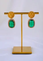 Radiant Harmony Green Necklace Set (Antique Gold) NEC002021 - Image 3