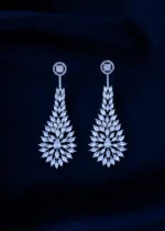 Radiant Leaf Cascade American Diamond Earrings (Silver) EAR001585