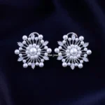 Radiant Pearl & Diamond Blooms (Silver) EAR002248