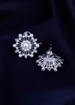 Radiant Pearl & Diamond Blooms (Silver) EAR002248 - Image 3