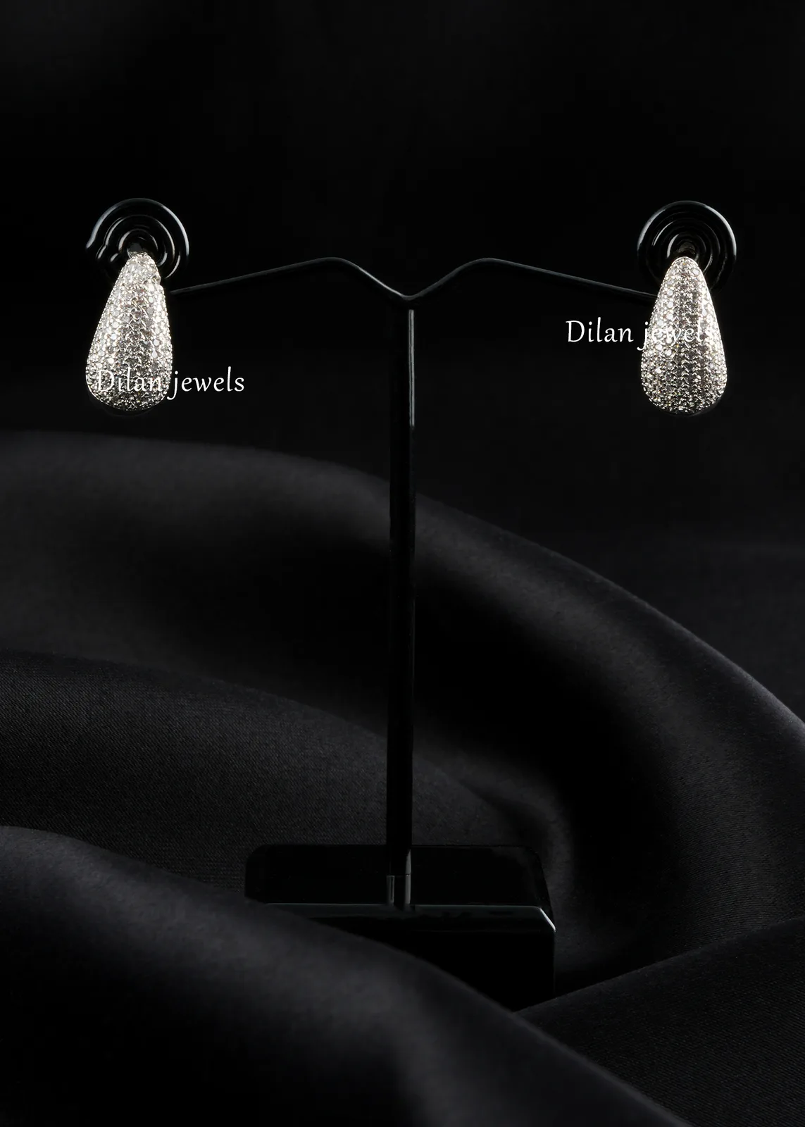 Radiant-Teardrop-Diamond-Studs-Silver-EAR002558 Radiant Teardrop Diamond Studs (Silver) EAR002558 - Image 1