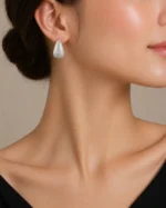 Radiant Teardrop Diamond Studs (Silver) EAR002558 - Image 4