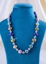 Rainbow Baroque Pearl Luster Set (Silver) NEC002221 - Image 2