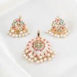 Rainbow Gemstone Pearl Drop Pendant (Yellow Gold) PSET02470