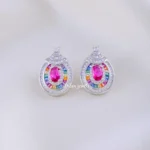 Rainbow Radiance Pink Studs (Silver) EAR002285