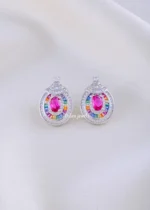 Rainbow Radiance Pink Studs (Silver) EAR002285