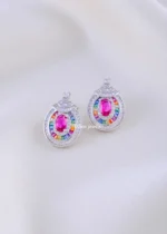 Rainbow Radiance Pink Studs (Silver) EAR002285 - Image 2