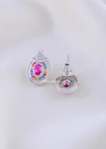 Rainbow Radiance Pink Studs (Silver) EAR002285 - Image 3