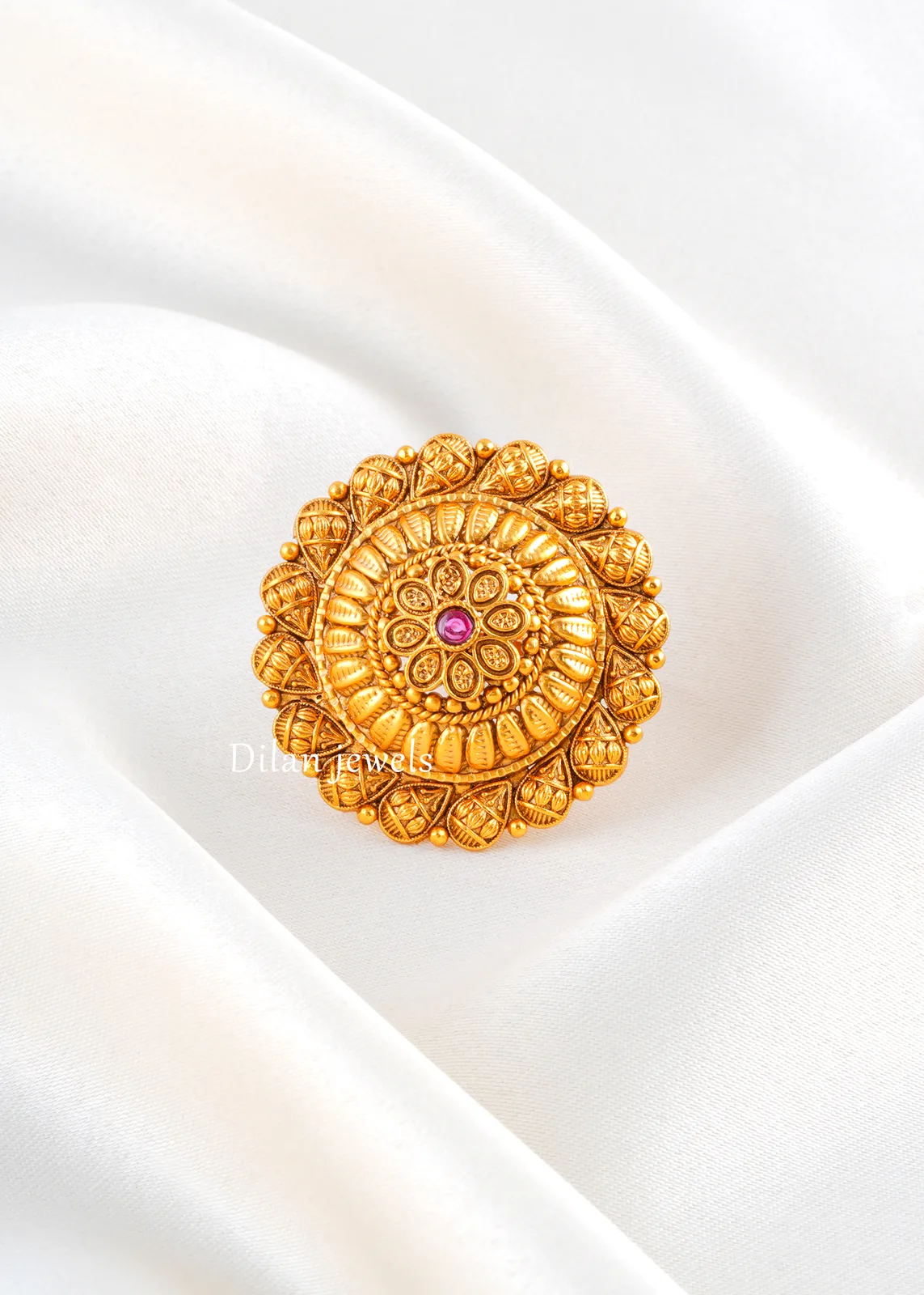 Rangoli-Bloom-Medallion-Ring-Yellow-Gold-RING02502a Rangoli Bloom Medallion Ring (Yellow Gold) RING02502 - Image 1