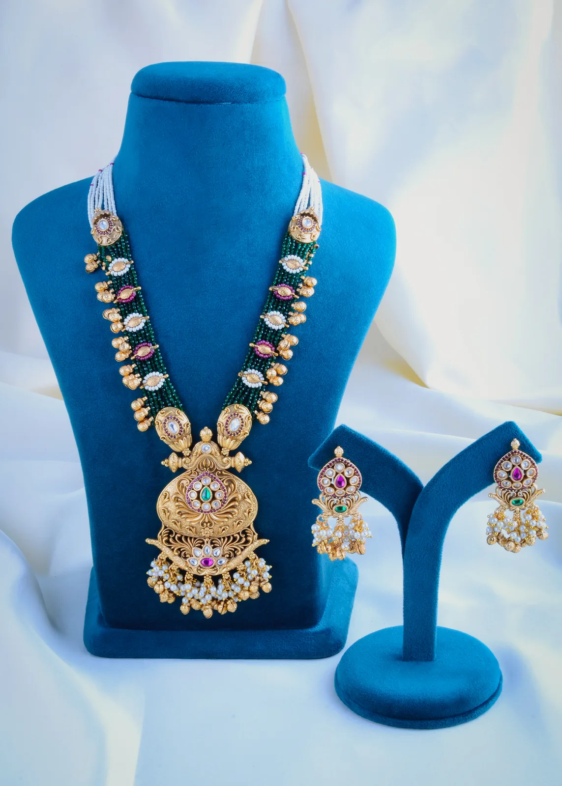 Rani-Haar-Necklace-Set-Antique-Gold-NEC000912a Rani Haar Necklace Set (Antique Gold) NEC000912 - Image 1