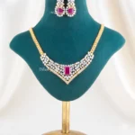 Rani Pink Elegance Necklace Set (Yellow Gold) NEC002605