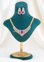 Rani Pink Elegance Necklace Set (Yellow Gold) NEC002605