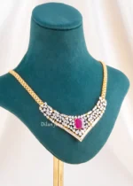 Rani Pink Elegance Necklace Set (Yellow Gold) NEC002605 - Image 2