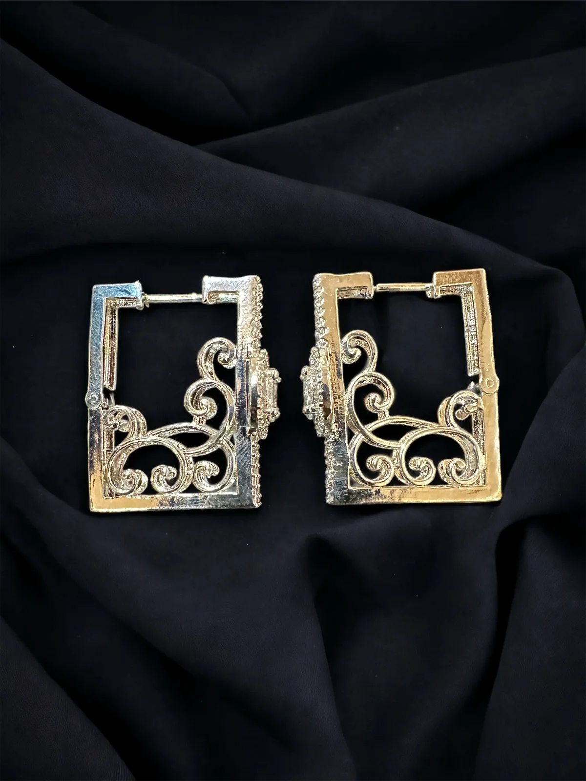 Rectangular-Diamond-Baalis-White-Gold-EAR000078a Rectangular Diamond Baalis (White-Gold) EAR000078 - Image 1