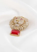 Red Antique Gold Plated Diamond Brooch- BRO002773 - Image 2
