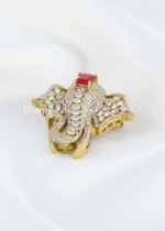 Red Antique Gold Plated Diamond Brooch- BRO002780 - Image 2