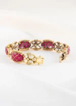 Red Antique Gold Plated Kundan Bracelet- BRA002863 - Image 2