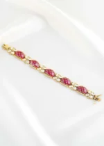 Red Antique Gold Plated Kundan Bracelet- BRA002863 - Image 3