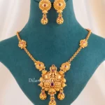 Red Antique Gold Plated Traditional Necklace Set- NEC002757