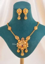 Red Antique Gold Plated Traditional Necklace Set- NEC002757