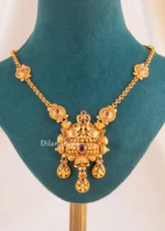 Red Antique Gold Plated Traditional Necklace Set- NEC002757 - Image 2