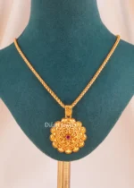 Red Antique Gold Plated Traditional Necklace Set- NEC002758 - Image 2