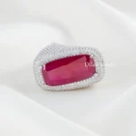 Red Gemstone Diamond Ring (Silver) RING02426